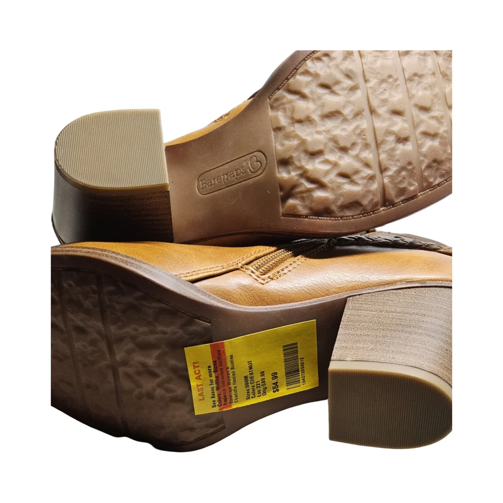 NWOT Size 6.5 BareTraps Charlotte Ankle Booties with Braided Detail in Chestnut